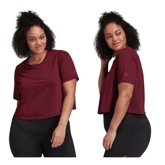 Adidas Univeral Standard Womens Sz 1X Athletic Top Mesh Wine Workout Shirt NWT - Picture 1 of 8